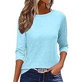 EADINVE Womens 3/4 Length Sleeve T-Shirts Casual Crewneck Tops Shirts Basic Tee Blouses 2024 Loose Fit Pullover