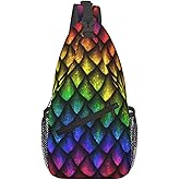 Krirteh Dragon Scale Sling Bag For Women Men Fashion Animals Skin Backpack Crossbody Shoulder Bag Sling Backpack Chest Bag Travel Hiking Casual Sport Daypack