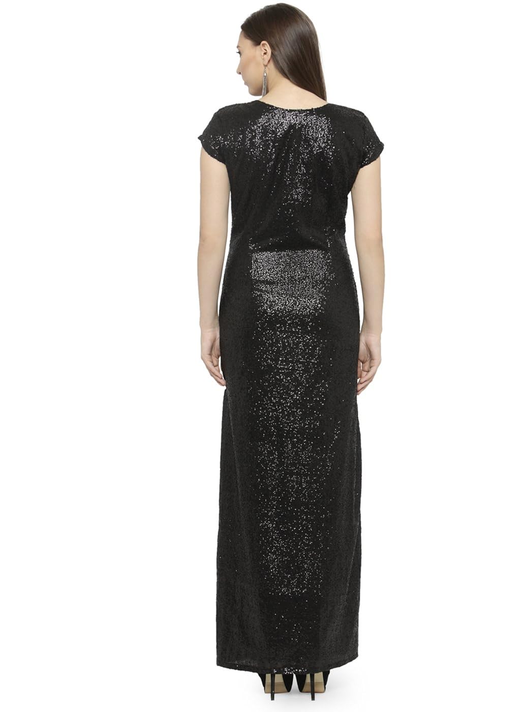 just wow black sequine women's dress