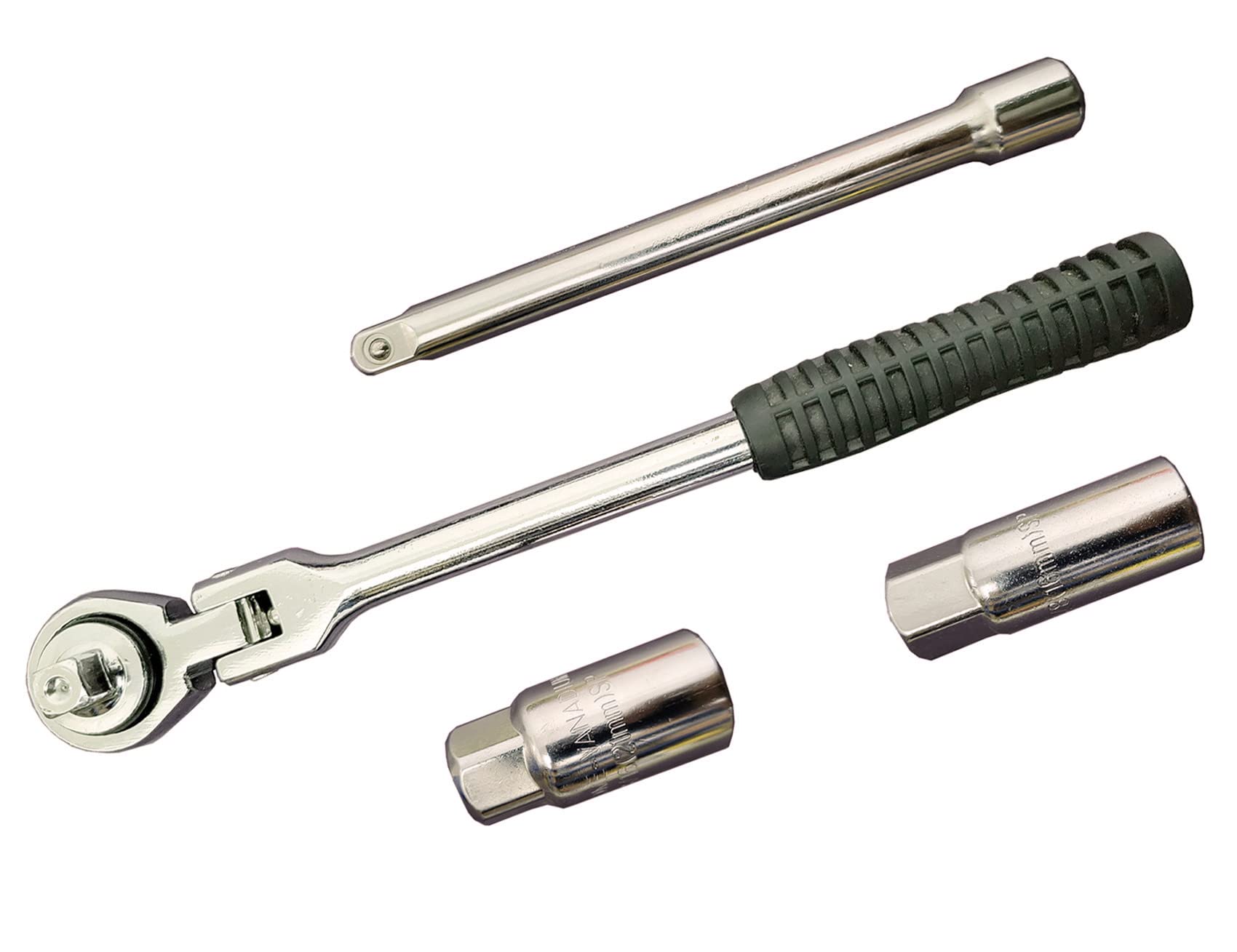 Young Wolf 6" Adjustable 4 Way Ratchet Wrench Handle, 3/8 inch Square Drive, 0.63 inch and 0.83 inch