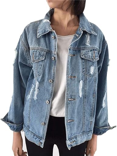 long denim jacket ripped