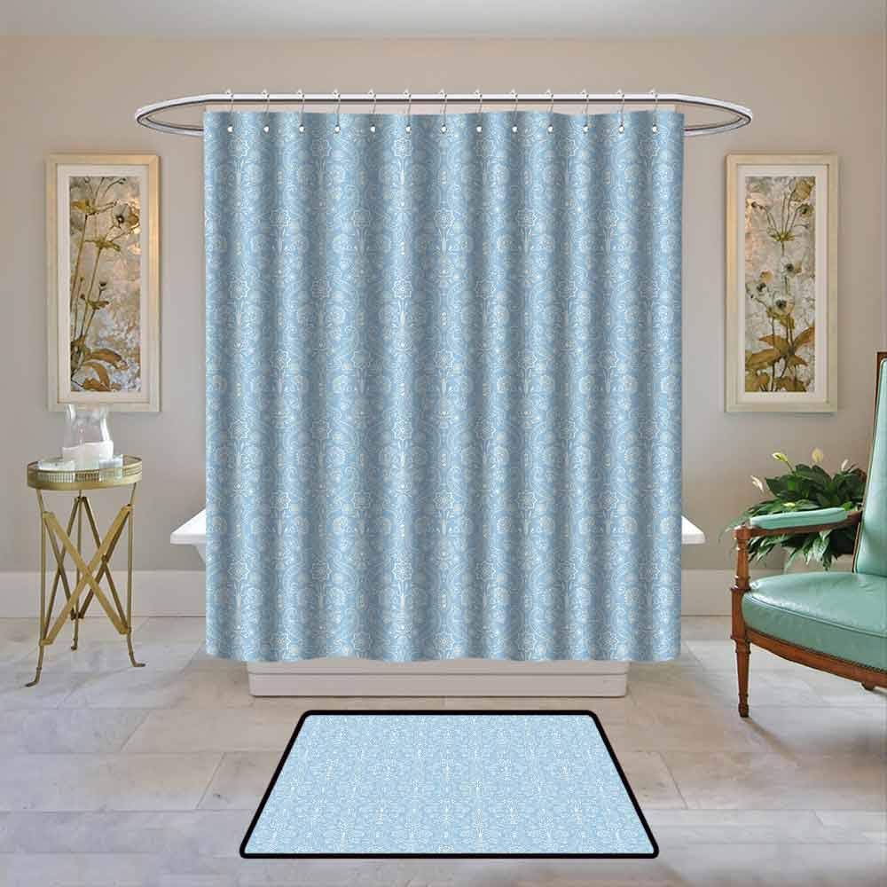 Camilla01 Waterproof Shower Curtain Light Blue