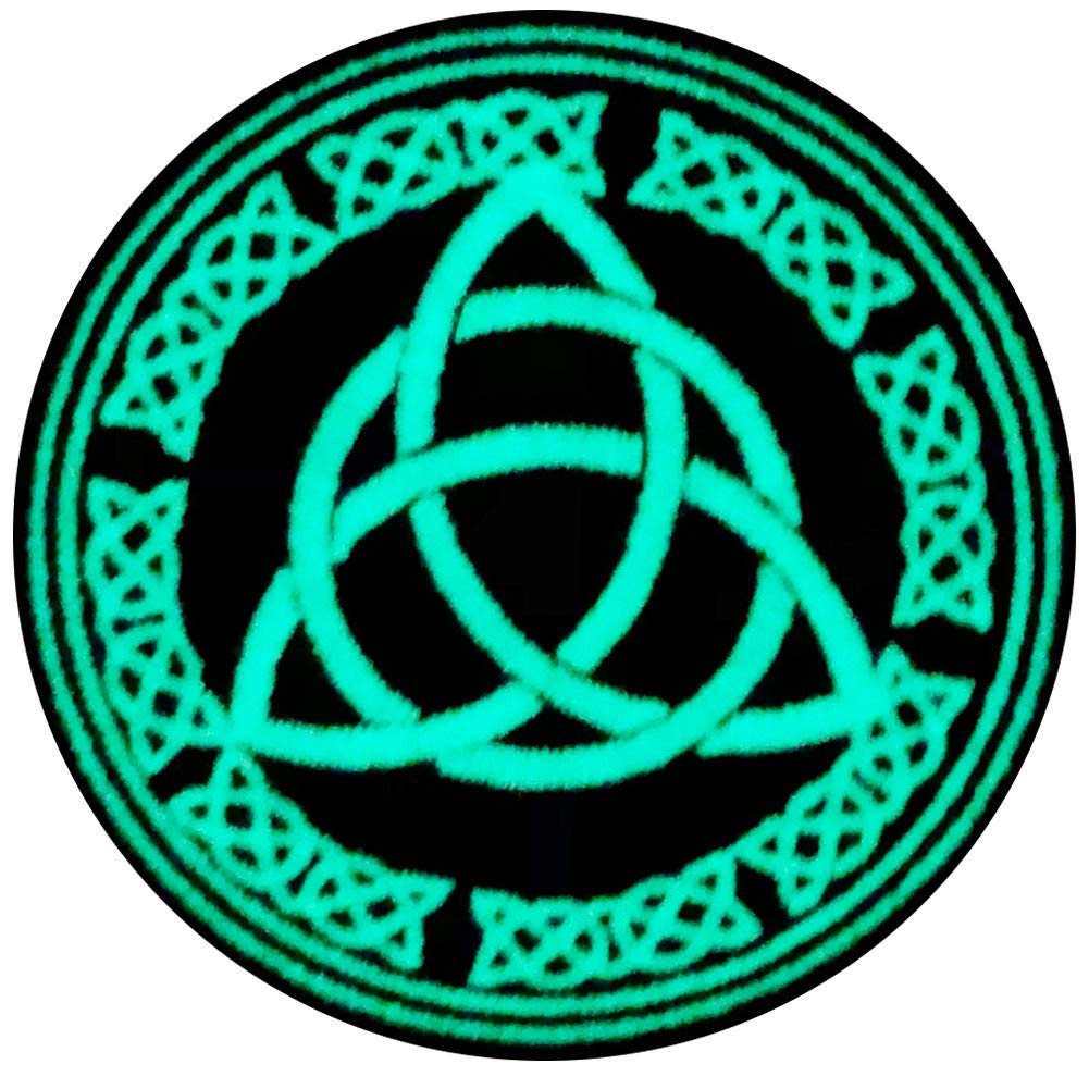 Glow in Dark The Celtic Knot Protection of The Eternal Flow of Energy and Time Patch Embroidered Applique Fastener Hook & Loop Emblem