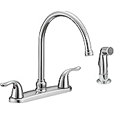 EZ-FLO Two-Handle High-Rise Kitchen Faucet with Sidespray, Stainless Steel, EZ-10201