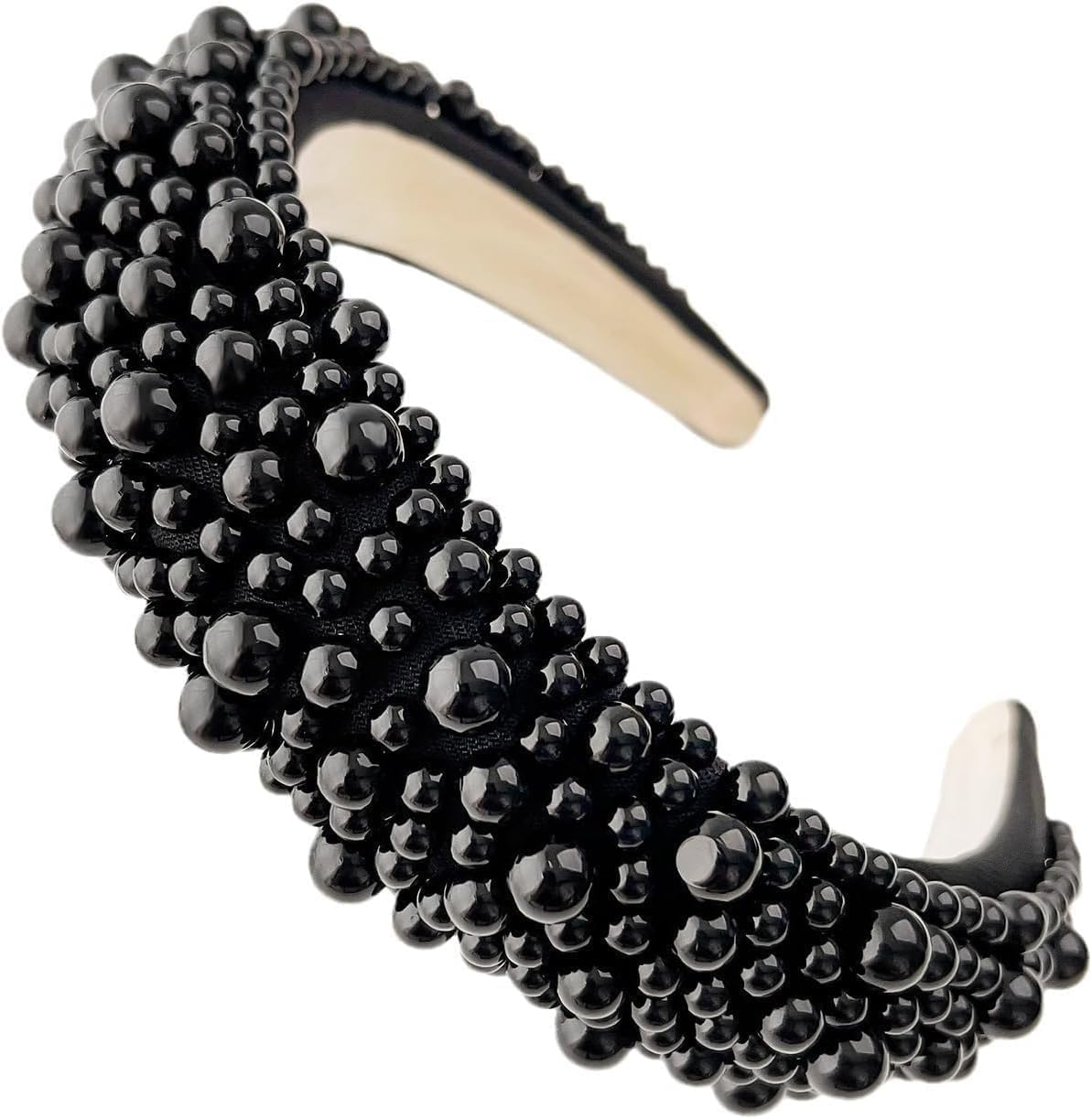 Black Beaded Headband - Black Pearl Effect Hair Band, Comfortable Fashion Alice Band, Hen Party Bridesmaid Mermaid Dress Up - TRIXES