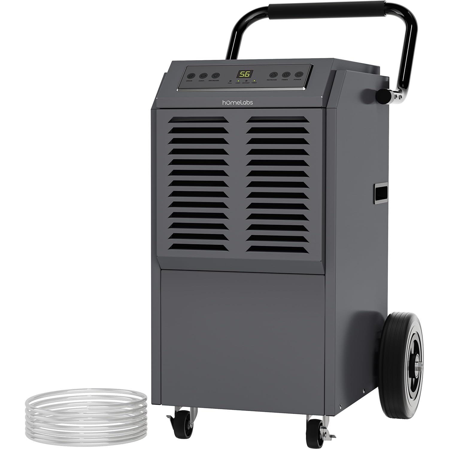 hOmeLabs Commercial Grade 160 Pint Dehumidifier - Built-In Pump, Includes Drain Hose and Washable Filter - Ideal for Large Basements, Industrial or Commercial Spaces and Job Sites