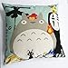 Spirited Away My Neighbor Totoro Family Kids Cartoon Massager Pillows Case Cover Vintage Massage Sofa Car Pillows Fiber Case Cover Zip DIY Travel Flax Cotton Linen Home Decor Kids Gift 18''X18''