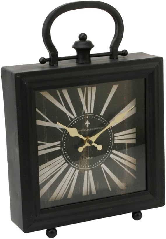 Black Oblong Mantel Clock with Handle Amazon.co.uk Kitchen & Home