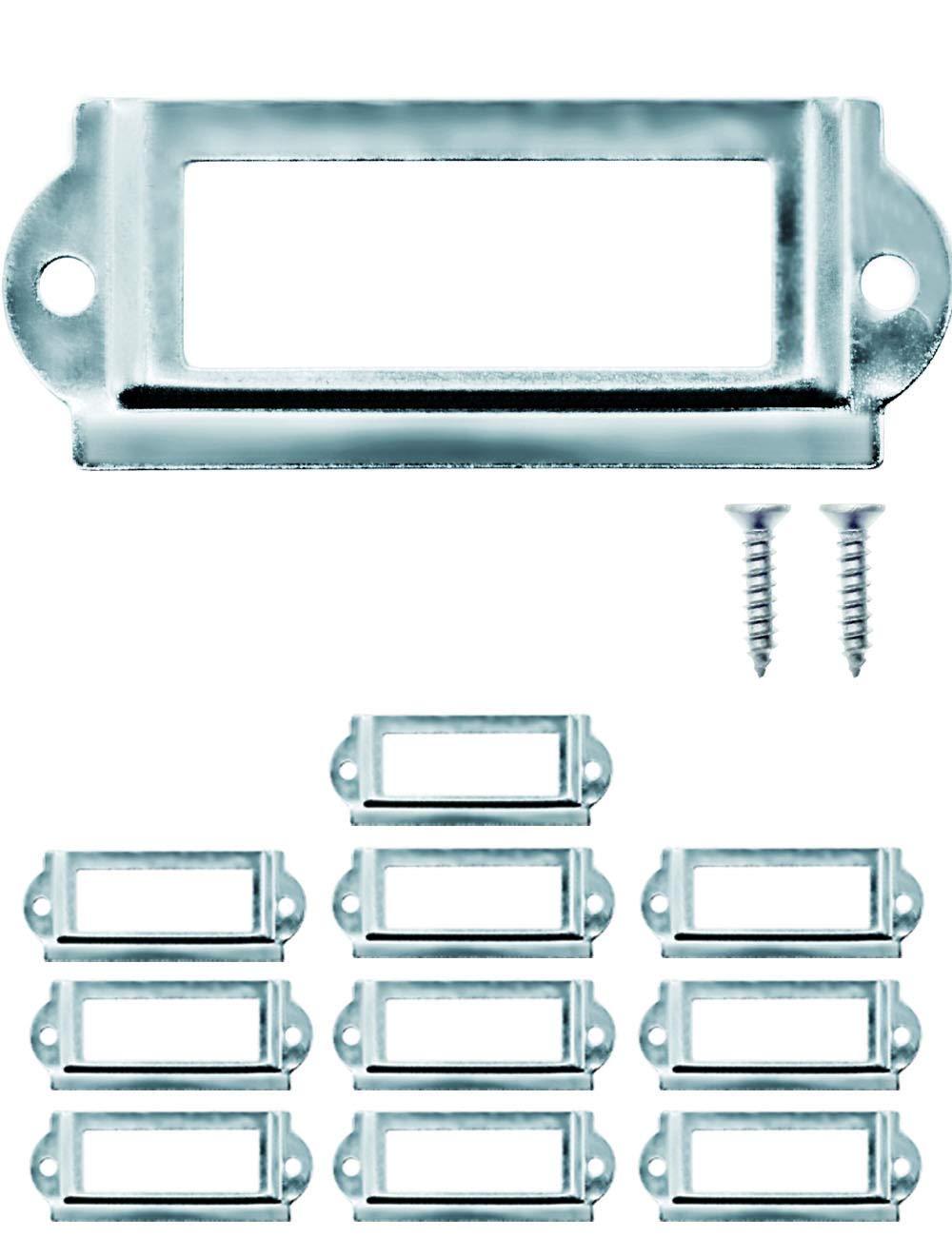 FUXXER® 10 x Label Windows, File Boxes, Pharmacist Cabinets, Archiving, 64 x 32 mm, Silver