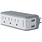 Belkin SurgePlus USB Swivel Surge Protector and Charger (Power strip with 3 AC Outlets, 2 USB Ports 2.1 AMP / 10 Watt) and rotating plug