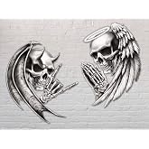 2 Pack Devil Death Skull Angel Life Skull Bumper Vinyl Sticker for Car, Truck, Motorcycle, Helmet| 4.5 Inch Each | AG-682