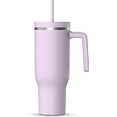 Hydrapeak Voyager 40 Oz Stainless Steel Tumbler with Handle, Insulated Water Bottle With Straw & Lid, Cupholder Friendly Reusable Travel Mug (Blush)