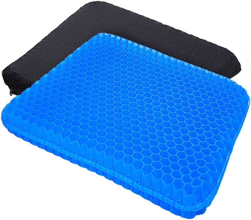 Gel Seat Cushion, Double Thick Big Gel Seat Cushion, Honeycomb Design Gel Seat Cushion for Pressure Relief Back Pain, Gel Cushion for Home Office Chair Cars Wheelchair(with Non-slip Seat Cover): Home & Kitchen