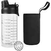 TONGRANG-LIFE 20oz/600ml Wide‑Mouth Glass Shaker Bottle,2‑in‑1 Sip &amp; Straw Lid for Juice &amp; Sports Nutrition,Water Bottle