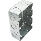 Qlvily 1 Pack Three Gang Multi Device Switch Box, 5.8" L X 4.1" W, 2.2" Deep Metal Electrical Box, 6-TKO's &amp; 4-1/2"KO's Side KO, 2-1/2" &amp; 2-3/4" Bottom KO, Raised Gound Hump, Galvanized