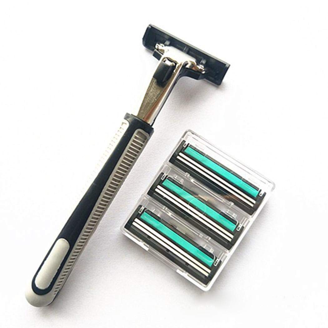 Manual 2-Blade Razor for Men, Handle & 36 Cartridges Razor Blade Refills & Shave Balm
