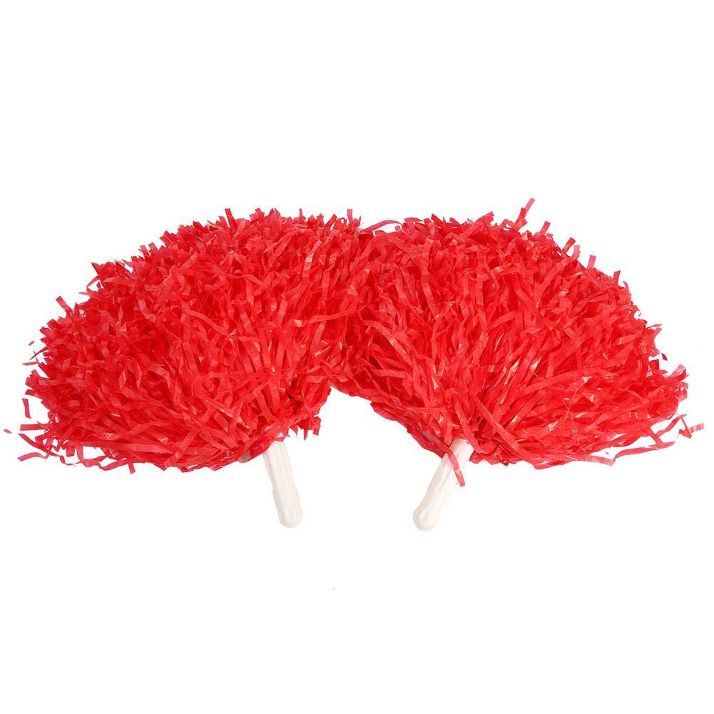 8 Colors 2pcs Cheerleading Poms, Special for Kindergarten Dance Cheerleading Kit Accessories Cheer Poms Children’ s Activities Cheerleading Kit Straight Handle Style (Red)