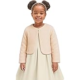 Lilax Girls Cozy Faux Fur Bolero Shrug Long Sleeve Crew Neck Dress Coat