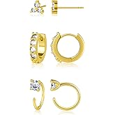 Poxtex Small Hoop Earrings for Women Gold Plated Small Huggie Earrings Dainty Trendy Jewelry for Multiple Piercing Gold Dangle Cartilage Jewelry for Women Gifts