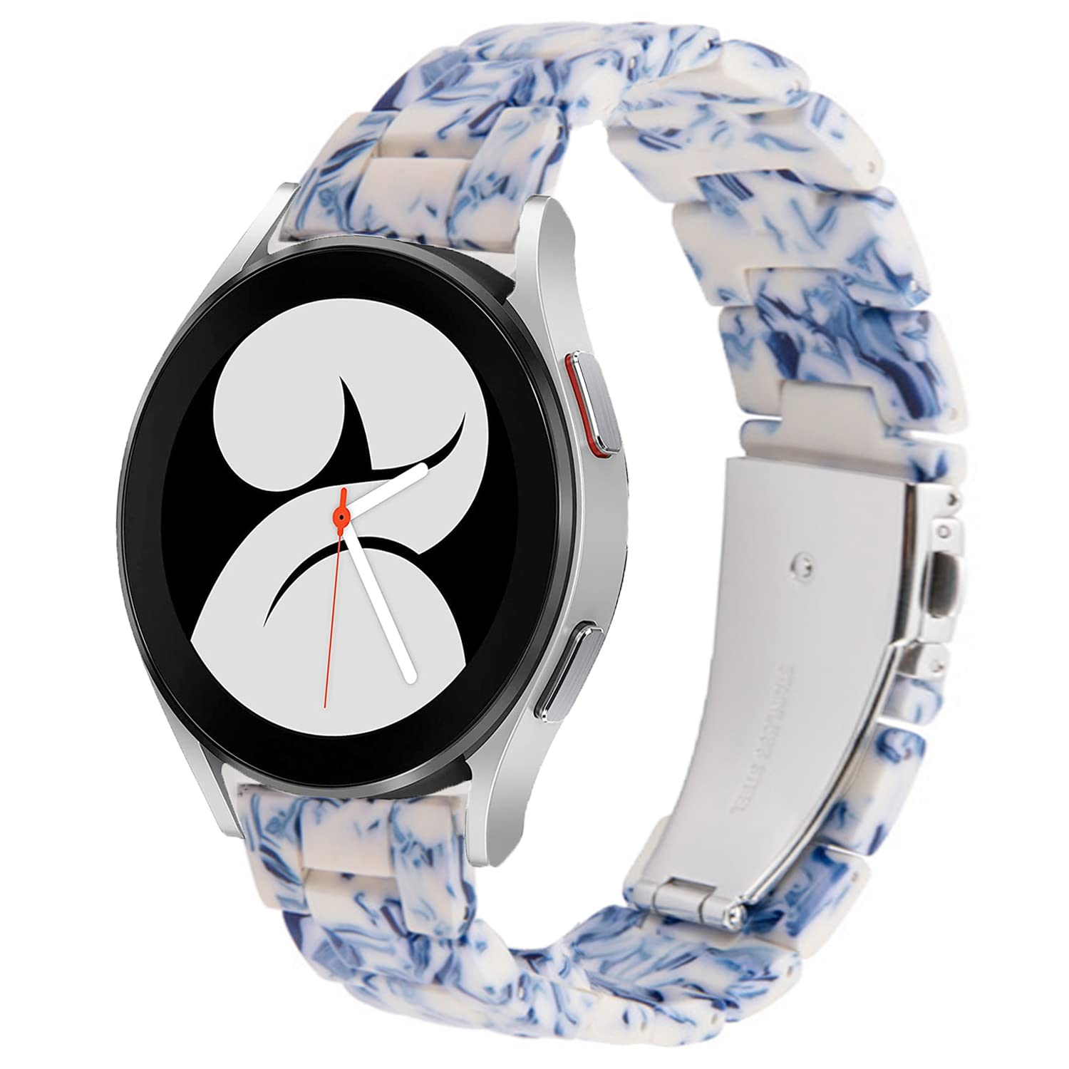 DEALELE Compatible with Samsung Galaxy Watch 6 / 6 Classic / 5 / 5 Pro / Galaxy Watch 4 / 4 Classic / 3 41mm, 20mm Colorful Resin Replacement Strap for Huawei GT2 42mm / GT3 42mm, Blue and White
