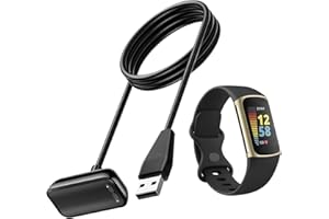 Amzpas [Charger+Band] Charger and Band for Fitbit Charge 5 Fitness Tracker, 3.3ft Durable Charger Cable, Black Siilicone Band for Fitbit Charge 5 Tracker