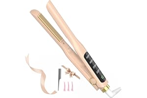 Arhoet Flat Iron, 1/2 Inch Hair Straightener and Curler 2 in 1, Ceramic Ionic Floating Plates for Less Frizz, 10s Quick Heat Up, Hair straighteners for Women, Straightener for All Hair Types(Pink)