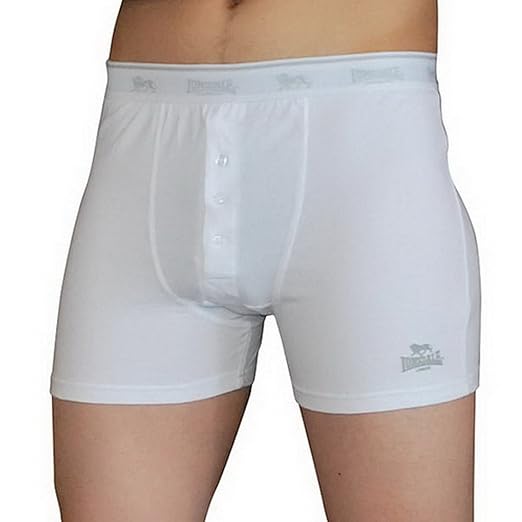 Mens Lonsdale Athletic Button Fly Boxer Shorts Underwear Briefs White