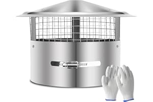 Willgoon Round Chimney Cap, (6/8/10/12) Inch Tapered Top Chimney Cap with Screen, 0.5x0.5 Inch Mesh Screen Stove Pipe Topper, Stovepipe Finial, Galvanized Steel Quality (12 Inch-Fastening Device)