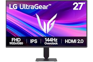 LG 27G411A-B 27-inch Ultragear Full HD (1920 x 1080) IPS Gaming Monitor, 144Hz (O/C), 1ms MBR, NVIDIA G-Sync Compatible, AMD 