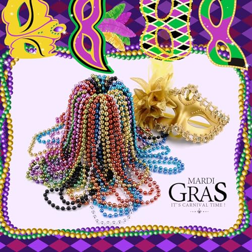 YAXINRUI 33 Inch mm Metallic Black Bead Necklaces, 15pcs Mardi