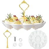 Potchen 1 Tier Crown Ceramic Deviled Egg Platter Deviled Egg Tray | Detachable Egg Holder Stand, Christmas Party, Elegant Food Container for Kitchen Countertop Microwave Dishwasher Freezer