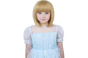 YTbeauty Kids Wig Blonde Wig with Bangs Short Bob Straight Wig for Girls Heat Resistant Synthetic Child Wig for Cosplay Costume Halloween Party Daily Use (Ash Blonde)