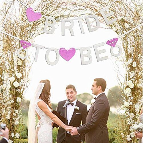 Bride To Be Banner + Bride to Be Sash with Gold Letter Glitter For Bridal Shower Engagement Hen and Bachelorette Party Decoration Supplies Favors Glitter Bunting Photo Props Signs(Silver and Purple)