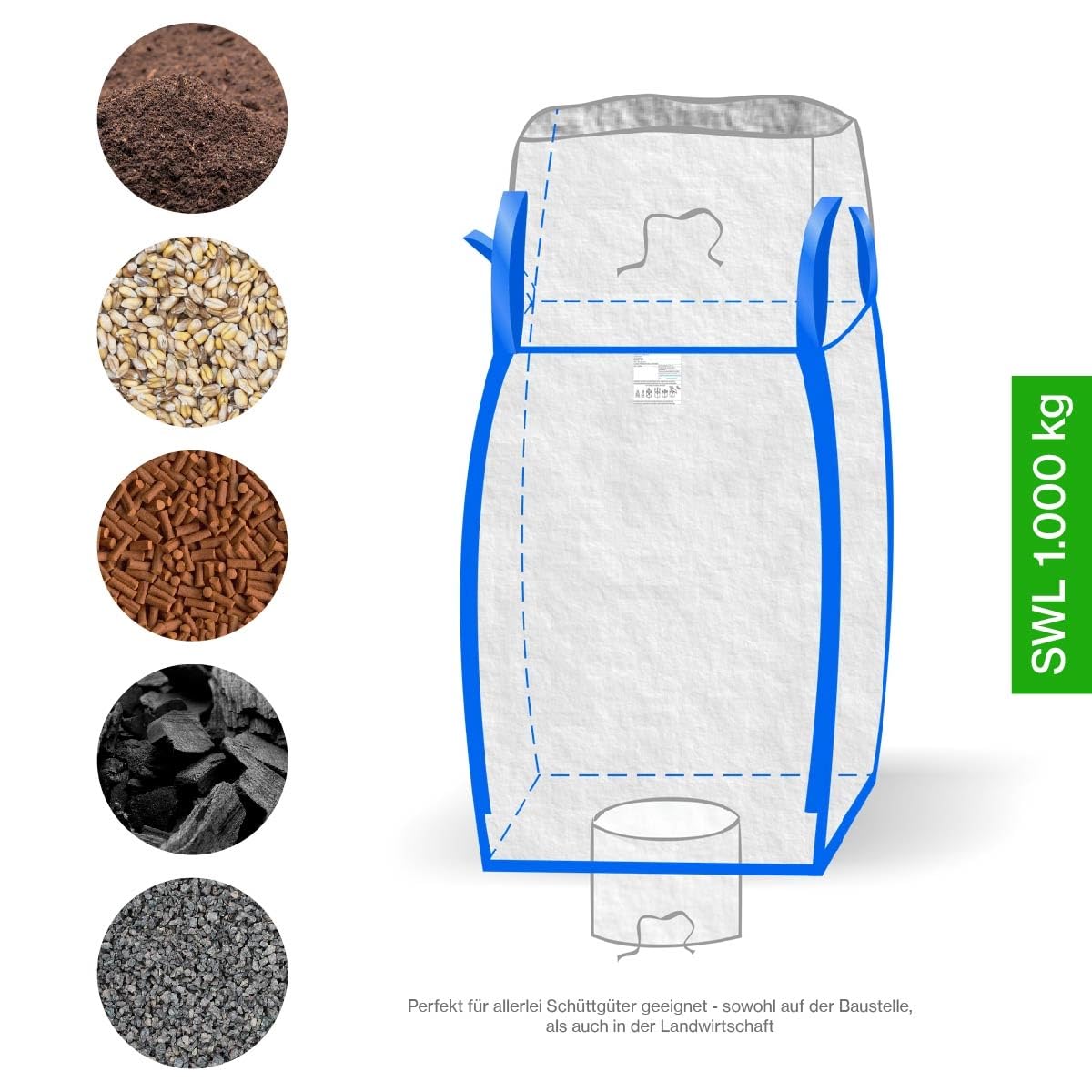 Safetytex Big Bag Schürze Auslaufstutzen 1000 kg 90x90x115 cm (1 Stück) 5