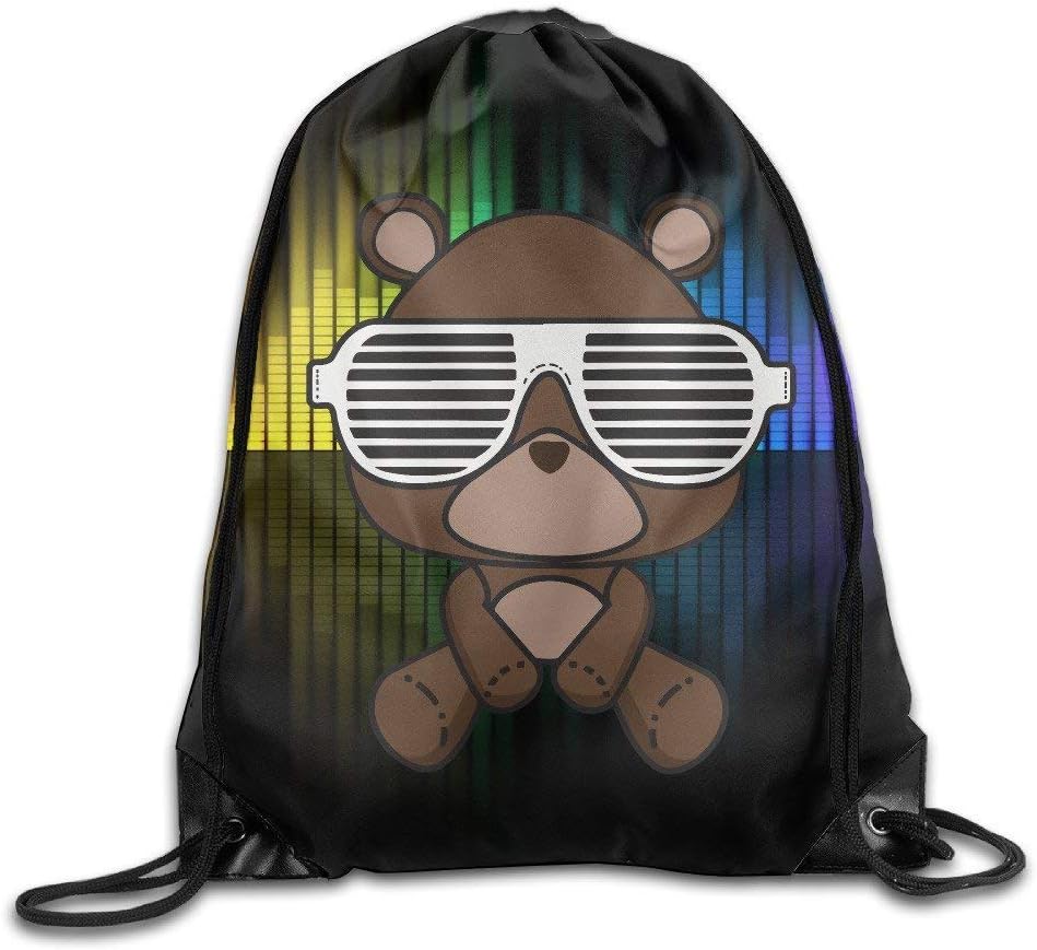 OQUYCZ Unisex Kanye West Bear Yeezy Drawstring Bag Drawstring Backpack Sport Bag Gym Bag Polyester Material Travel Bag for Men Women