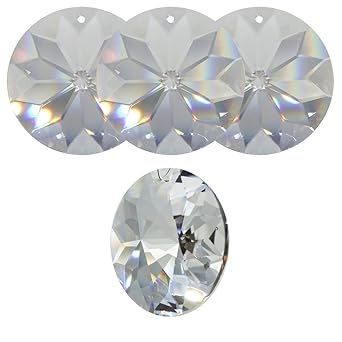 4x Kristall Sonne ø 40mm Hoch Brillant Regenbogenkristall Feng Shui Fenster-Deko Facettenreich Sonnenfänger Suncatcher