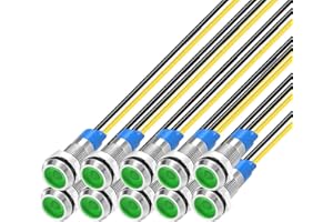 Gebildet 10pcs 6mm 1/4" 110V-220V AC LED Waterproof Metal Indicator Light Signal Lamp (Green)