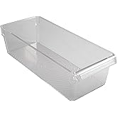 Kitchen Details 2 Pack Slim Refrigerator Storage Bin | Fridge & Freezer | Kitchen Organization | Stainless Steel Handle | Cou