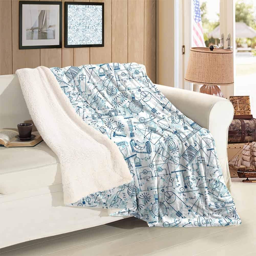 Plush Blankets Twin Size Physics Themed Drawing a Collection of Formulas Related to The Field Doodle Art Super Soft Cozy Throws Blankets Sofa Decorative Blanket 59 x 78 inch