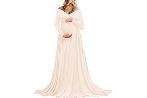 Saslax Maternity Off Shoulders Half Circle Gown for Baby Shower Photo Props Dress