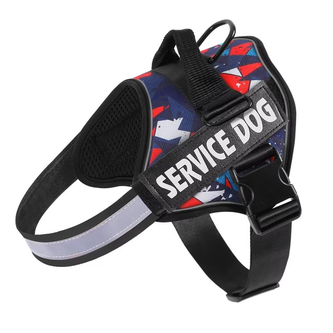 Belababy Service Dog Harness Small Medium Large, Adjustable Emotional Support Dog in Training Harness with Sturdy Handle, Reflective Therapy Puppy Vest, XS, Blue Camo — image 1