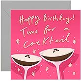 Old English Co. Pink Gin Birthday Card - Time For Gin Birthday Cards for Women | Mum, Sister, Daughter | Blank Inside & Envelope Included (Espresso Martini)