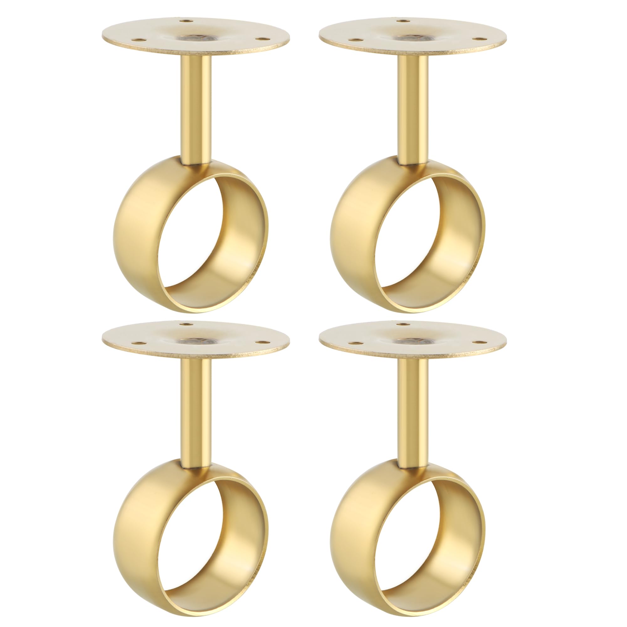 Photo 1 of Alise Curtain Rod Holders Bracket 2''Dia,Closet Rod Holders Wall Mount,Ceiling Mounted Curtain Rod Flange Brackets,Ceiling Curtain Rods Brackets for Bathroom Curtain,Stainless Steel Gold Finish,4 Pcs