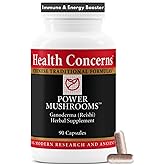 Health Concerns Power Mushrooms – Immune System & Natural Energy Support – Adaptogenic Mushroom Supplement with Reishi, Tremella, Maitake, Poria – Traditional Chinese Herbal Supplement - 90 Capsules