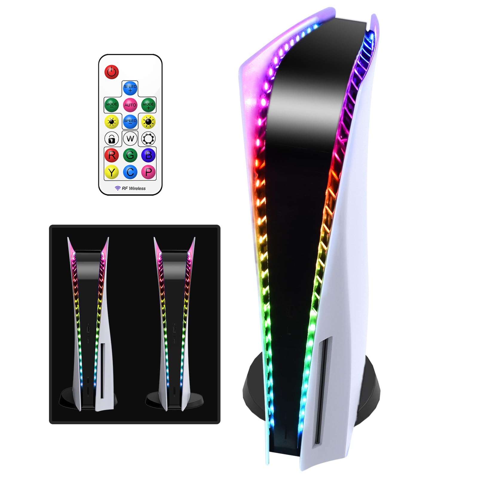 LED Light Strip for PS5/PS5 Pro/PS5 Slim, RGB LED Strip 7 Colors 358 Effects, Flexible Light Strip Sticker with IR Remote for PS5/PS5 Pro/PS5 Slim, LED Decoration Accessories for PlayStation 5