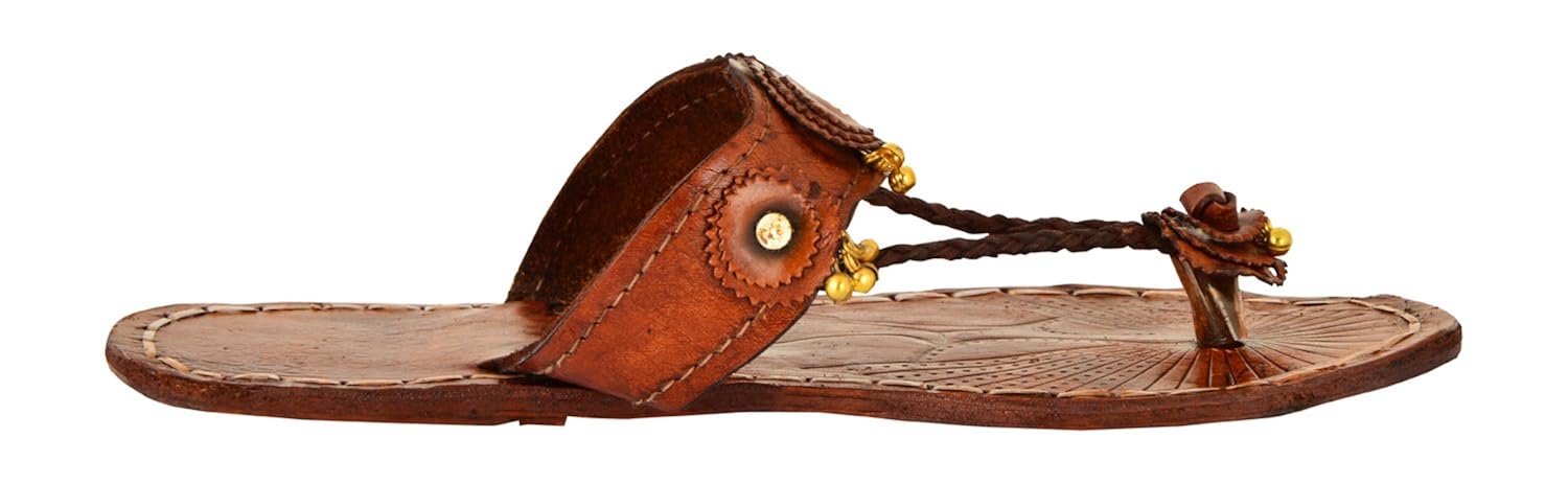 ampereus women's brown leather kolhapuri