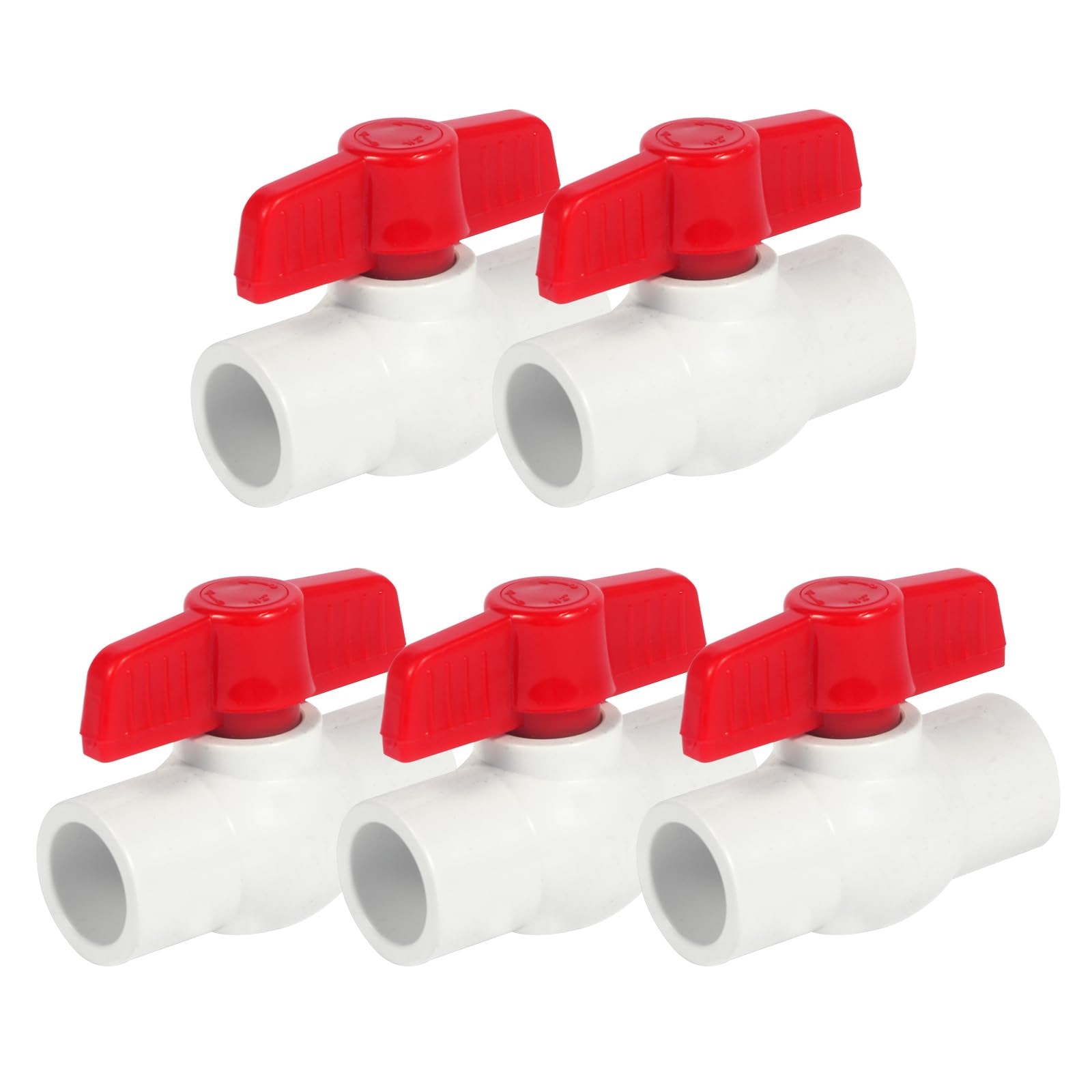 Photo 1 of [5 Pack] 1/2'' PVC Ball Valves, Water Shut Off Valves, 1/2 inch Ball Valves Slip, Pipe Fittings, Rated at 150 PSI, Socket (1/2'' - Box of 5)