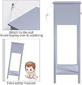 Yaheetech Slim Bedside Table with 1 Drawer, Gray, 25x25x70 cm view 9