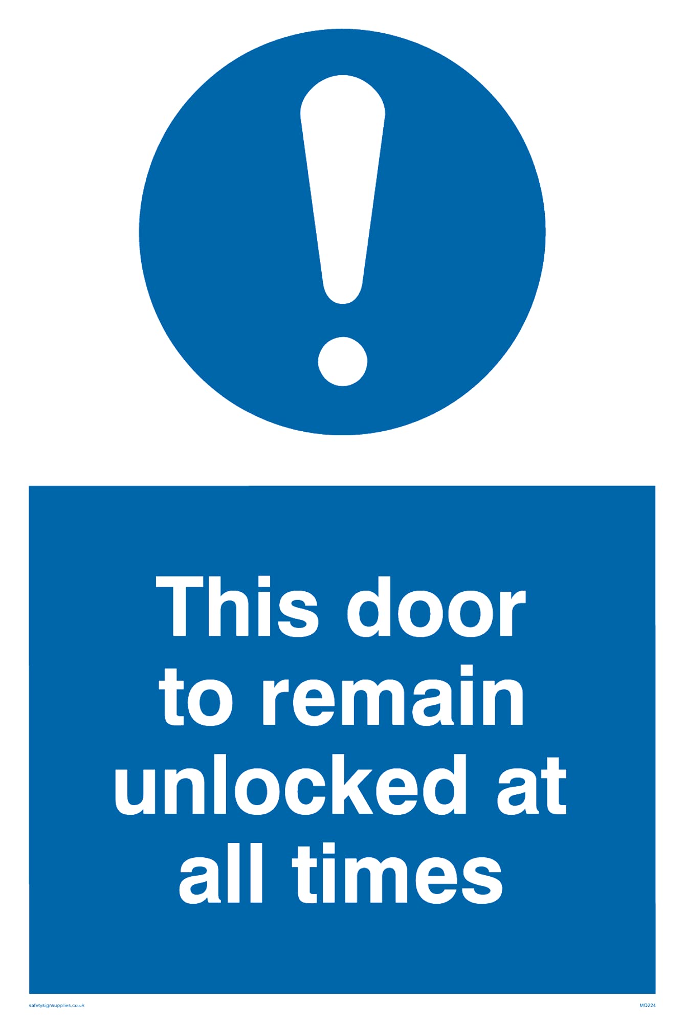 Pack of five - Door To Remain Unlocked All Times Sign - 100x150mm - A6P