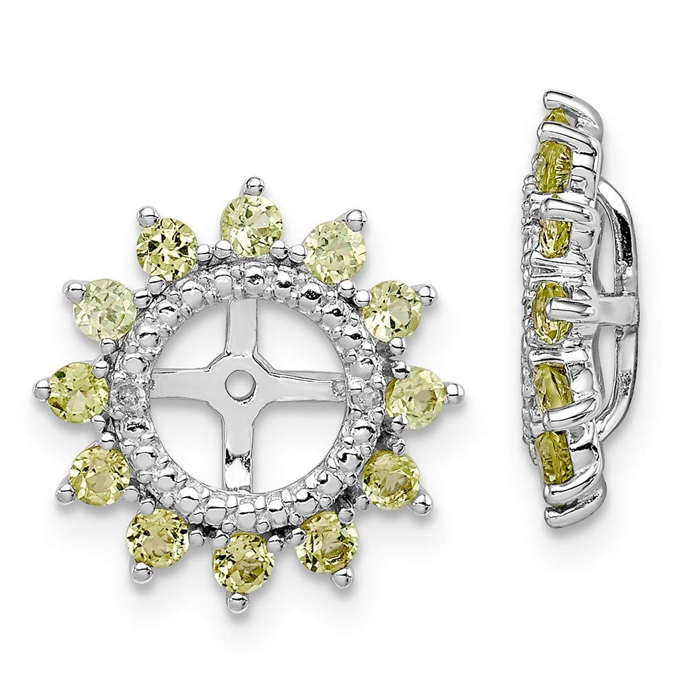 Sterling Silver Rhodium Diam. & Peridot Earring Jacket